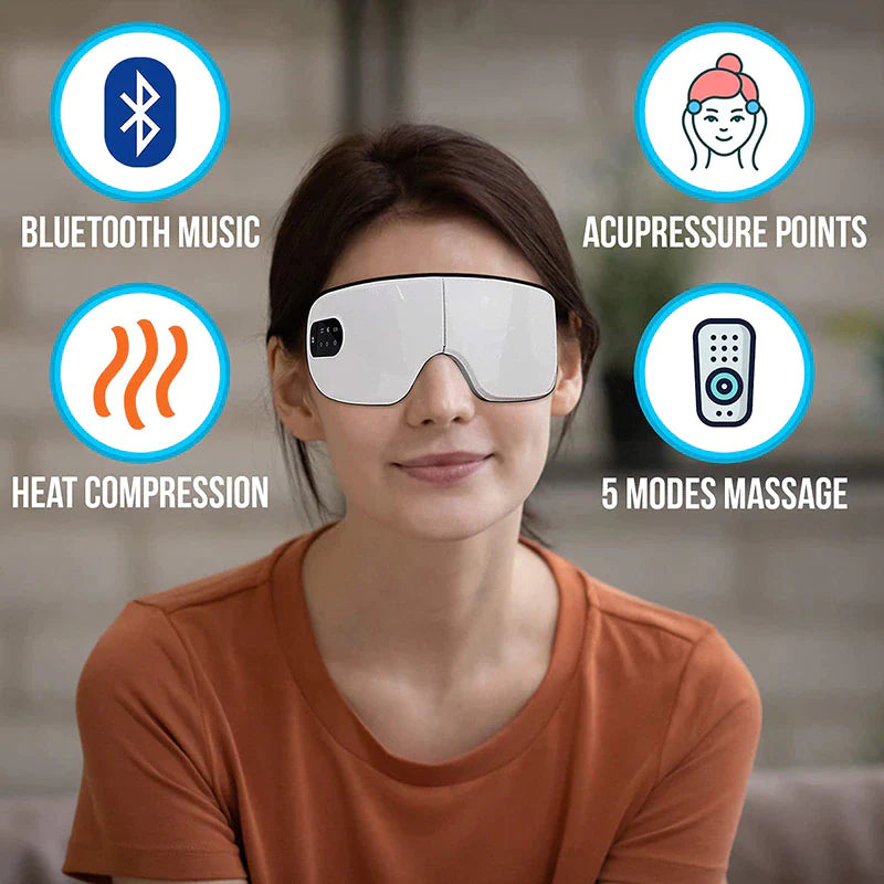 4D Electric Smart Eye Massager – Bluetooth-Enabled Heated Vibration Therapy for Dark Circles & Tired Eyes