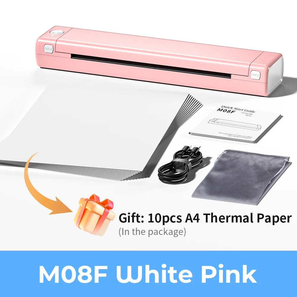 Phomemo M08F Portable Thermal Printer – Wireless Bluetooth, A4 Size, Compatible with Smartphones & PCs