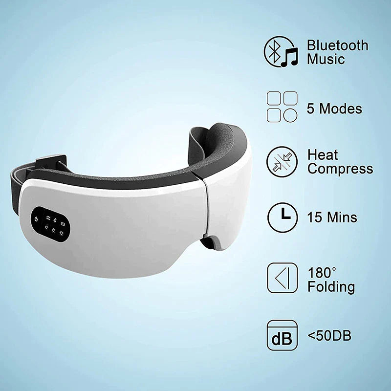 4D Electric Smart Eye Massager – Bluetooth-Enabled Heated Vibration Therapy for Dark Circles & Tired Eyes