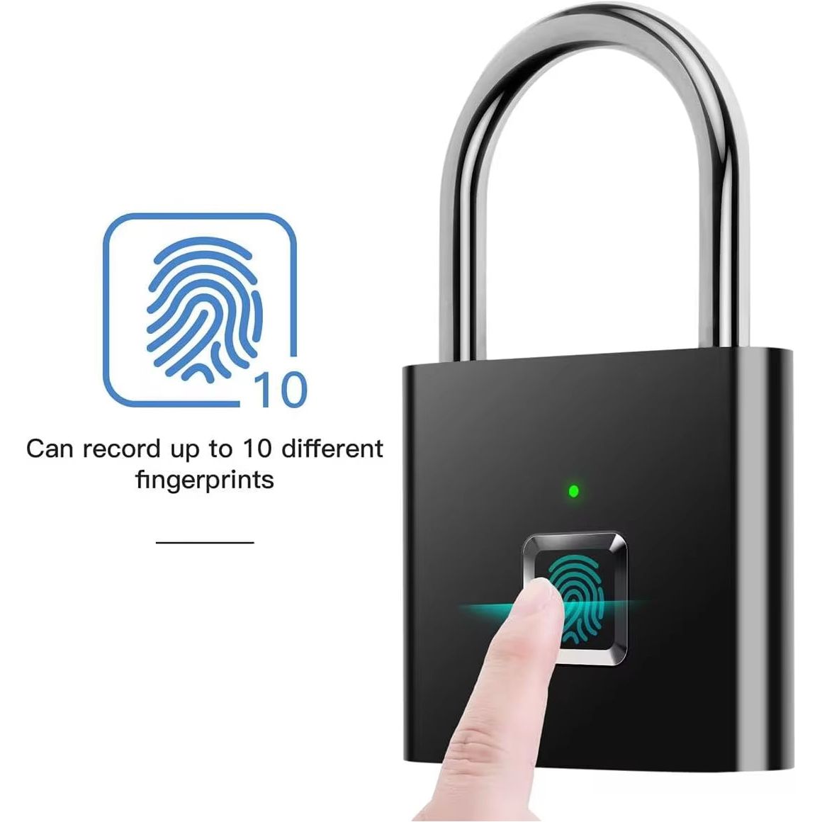 Portable Fingerprint Padlock USB Rechargeable Lithium Battery Waterproof Durable Zinc Alloy Lockbody