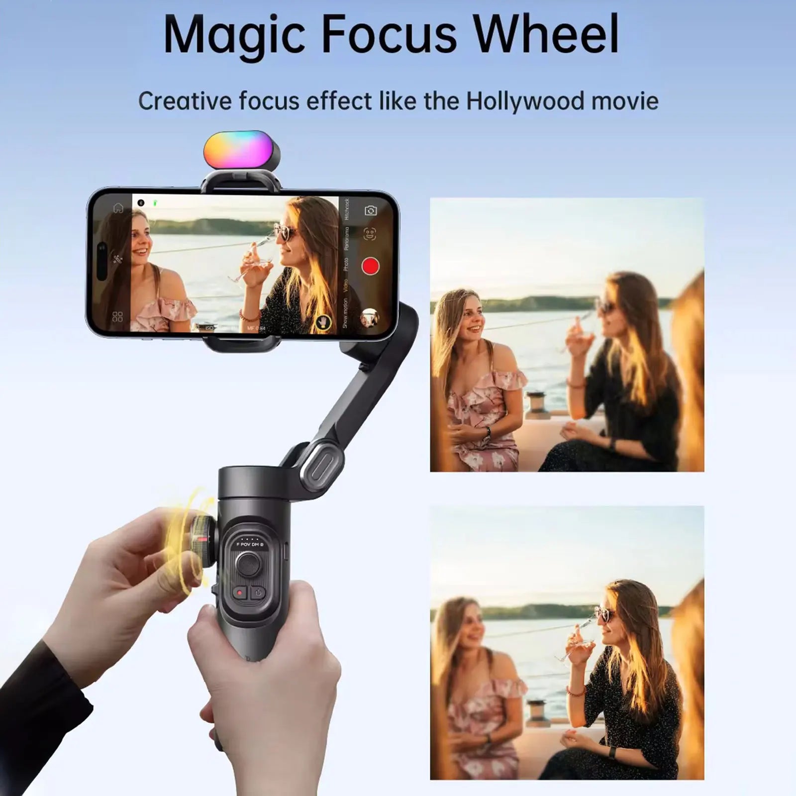Smart XE 3-Axis Rotating Gimbal Stabilizer Kit with Magnetic Fill Light – Foldable Stabilizer for Smooth iPhone & Android Video Recording