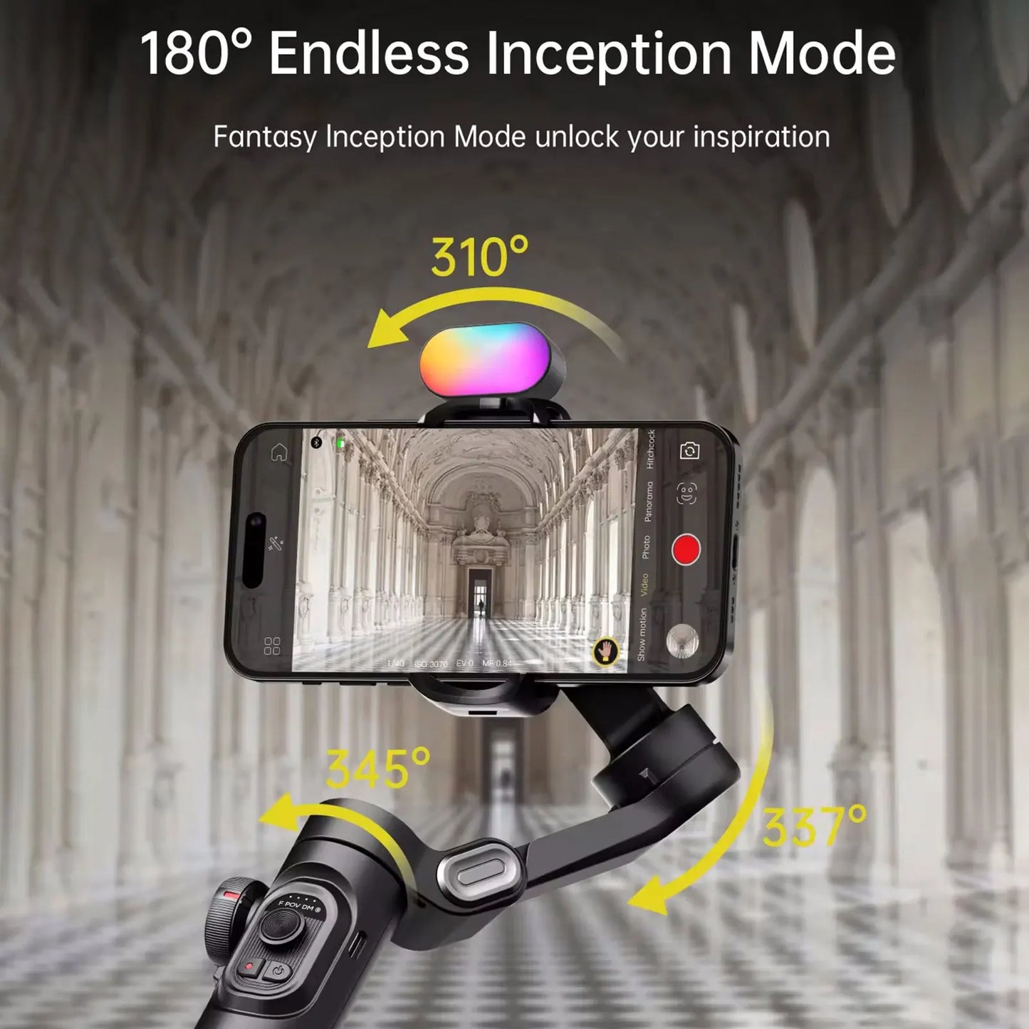 Smart XE 3-Axis Rotating Gimbal Stabilizer Kit with Magnetic Fill Light – Foldable Stabilizer for Smooth iPhone & Android Video Recording