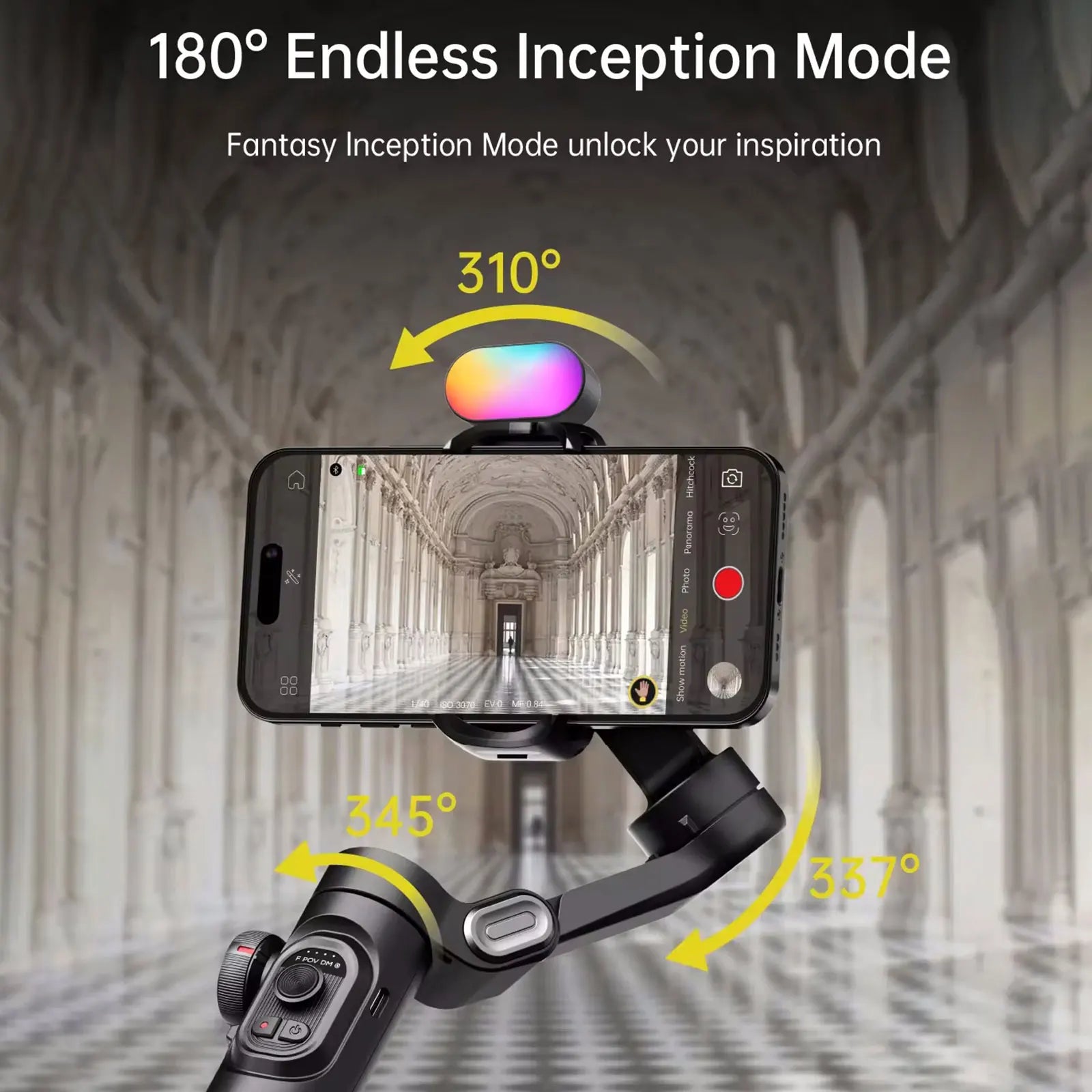 Smart XE 3-Axis Rotating Gimbal Stabilizer Kit with Magnetic Fill Light – Foldable Stabilizer for Smooth iPhone & Android Video Recording