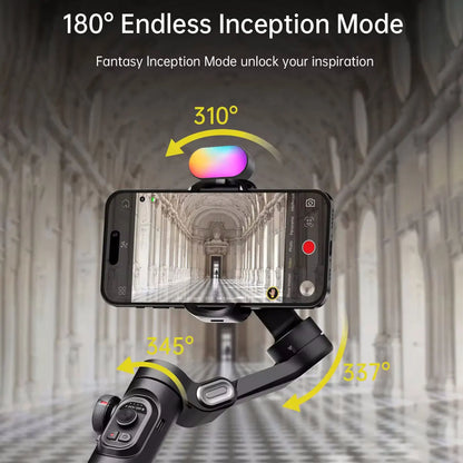 Smart XE 3-Axis Rotating Gimbal Stabilizer Kit with Magnetic Fill Light – Foldable Stabilizer for Smooth iPhone & Android Video Recording