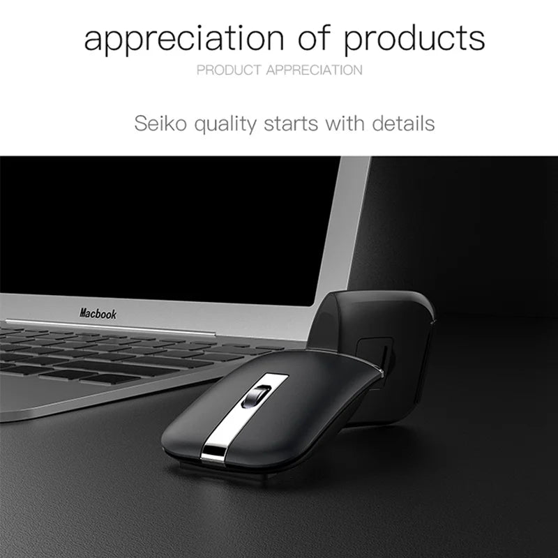 Ultra-Thin Rotatable Wireless Mouse Rechargeable Bluetooth Silent Ergonomic Computer for Mac Tablet Macbook Laptop Gaming Office