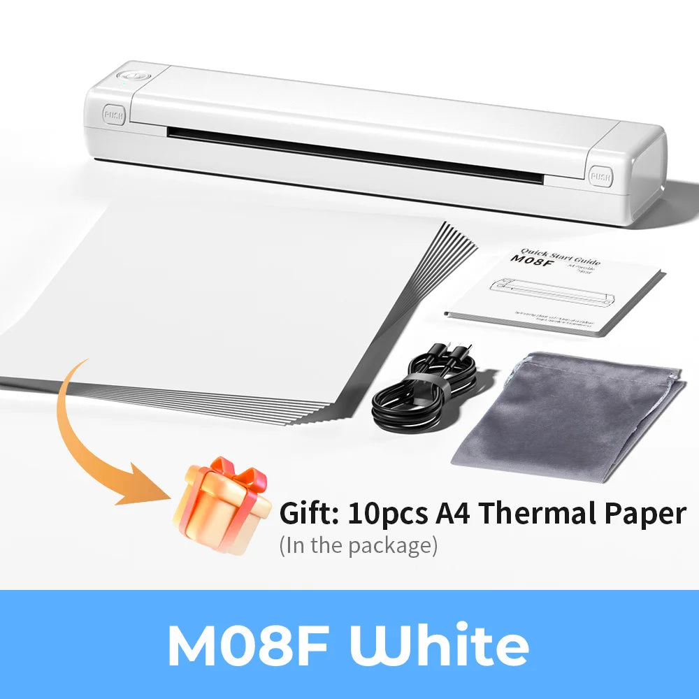 Phomemo M08F Portable Thermal Printer – Wireless Bluetooth, A4 Size, Compatible with Smartphones & PCs