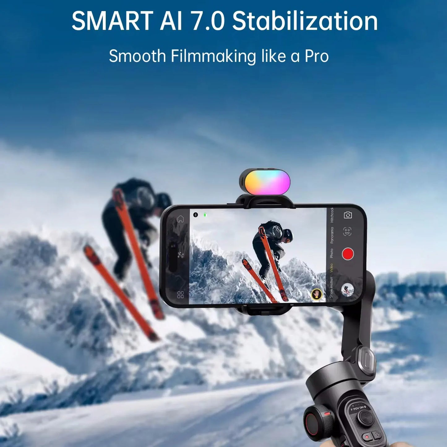 Smart XE 3-Axis Rotating Gimbal Stabilizer Kit with Magnetic Fill Light – Foldable Stabilizer for Smooth iPhone & Android Video Recording