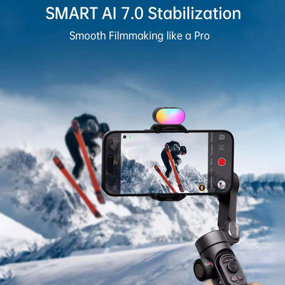 Smart XE 3-Axis Rotating Gimbal Stabilizer Kit with Magnetic Fill Light – Foldable Stabilizer for Smooth iPhone & Android Video Recording