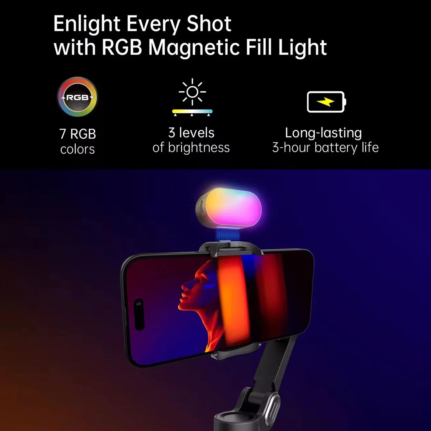 Smart XE 3-Axis Rotating Gimbal Stabilizer Kit with Magnetic Fill Light – Foldable Stabilizer for Smooth iPhone & Android Video Recording