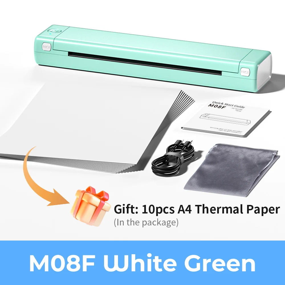Phomemo M08F Portable Thermal Printer – Wireless Bluetooth, A4 Size, Compatible with Smartphones & PCs