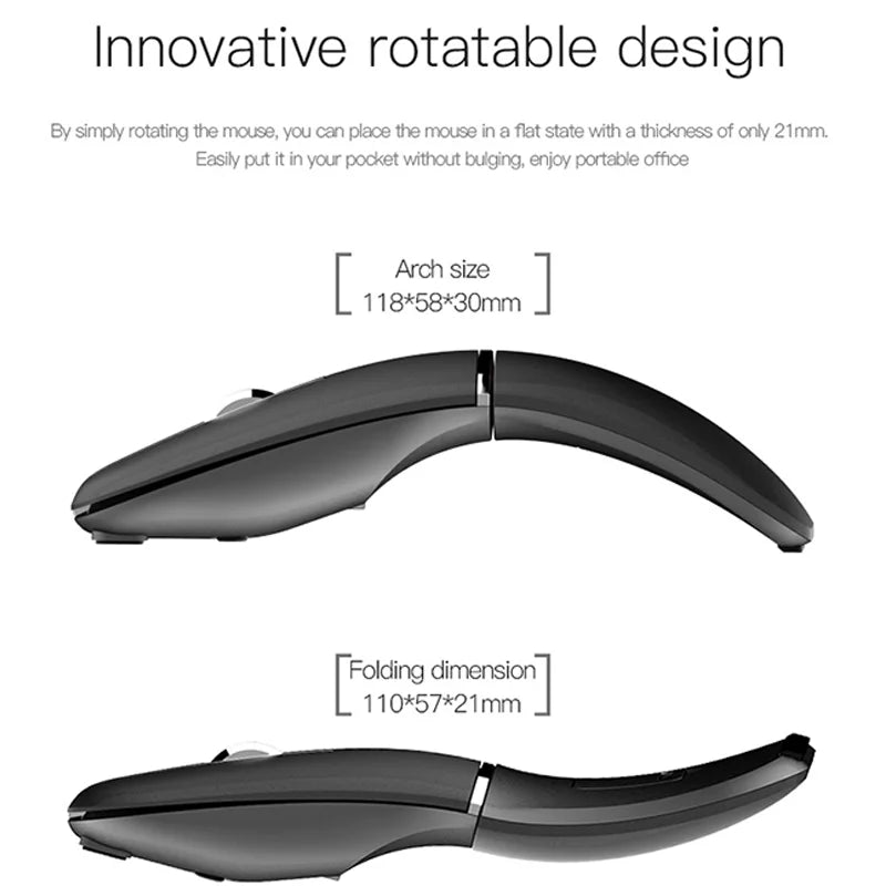 Ultra-Thin Rotatable Wireless Mouse Rechargeable Bluetooth Silent Ergonomic Computer for Mac Tablet Macbook Laptop Gaming Office