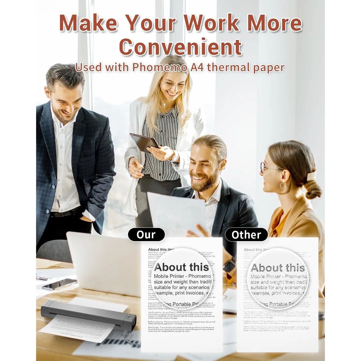 Phomemo M08F Portable Thermal Printer – Wireless Bluetooth, A4 Size, Compatible with Smartphones & PCs